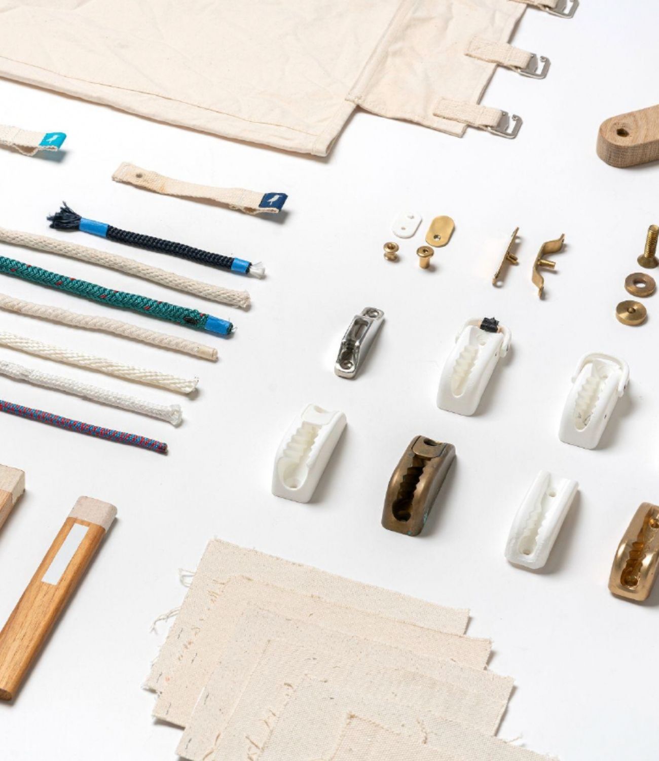 Prototype photo showing various materials across a table.